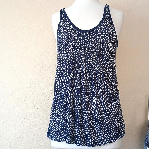 5/$25 Gap women's sl seed print Navy blouse size medium - Picture 1 of 8